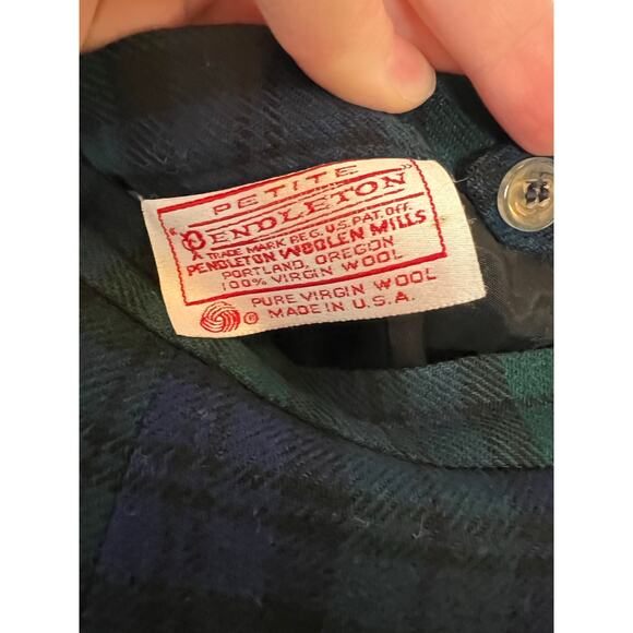 Vintage Pendleton Womens 8 Tartan Plaid Skirt Blue Green 100% Virgin Wool Pencil - Picture 5 of 11